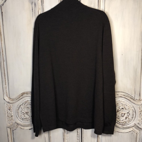 Men’s Joseph Abboud Extra Fine Brown Merino Wool 1/4 Front Zip Sweater Size XXL - Picture 8 of 11